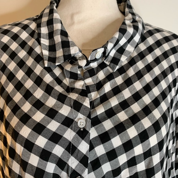 Chelsea & Theodore Black White Checkered Blouse Plus Size 3X - Picture 3 of 6